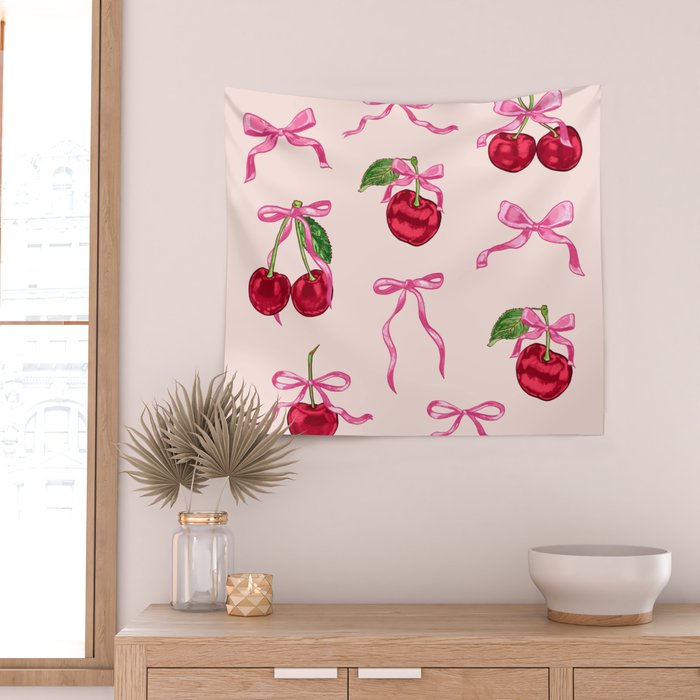 Cherries & Bow Coquette Pack Wall Tapestry Gallery Image 2