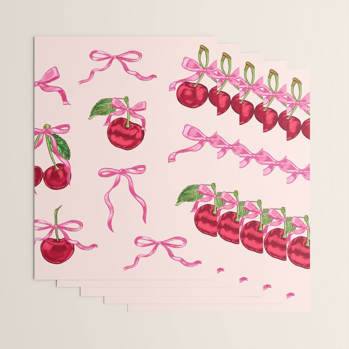 Cherries & Bow Coquette Pack Wrapping Paper Gallery Image 3