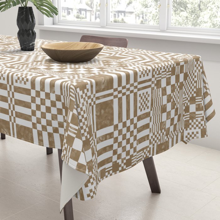 Warm Vintage Checks Tablecloth Gallery Image 3