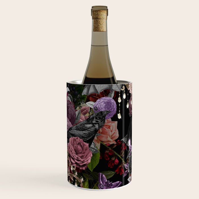 Vintage Floral Gothic and Bat Halloween Wine Chiller Gallery Image 2