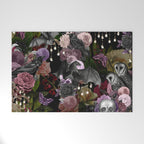Vintage Floral Gothic and Bat Halloween Welcome Mat Gallery Image 1