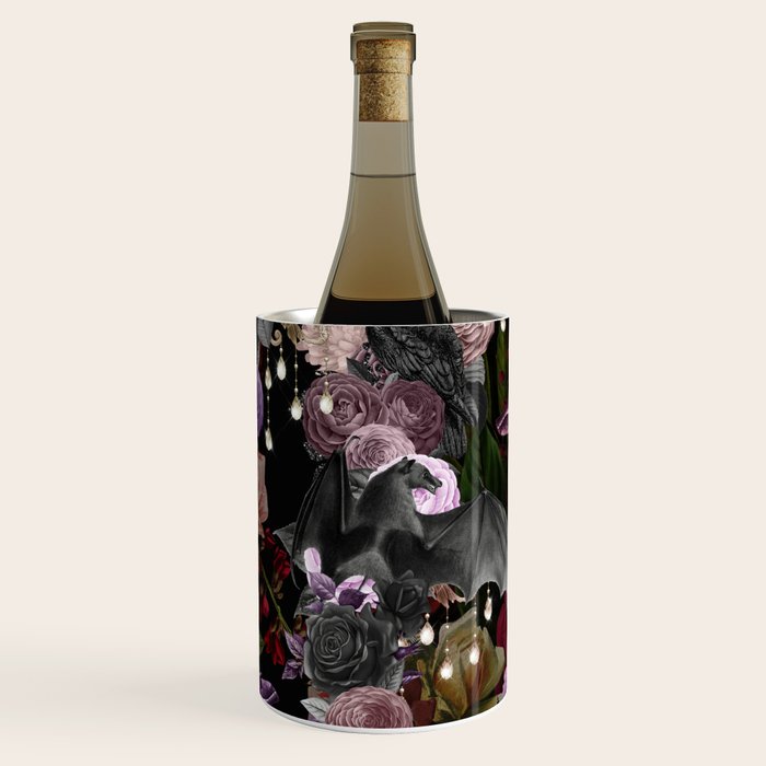 Vintage Floral Gothic and Bat Halloween Wine Chiller Gallery Image 1