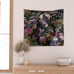 Vintage Floral Gothic and Bat Halloween Wall Tapestry Gallery Image 2
