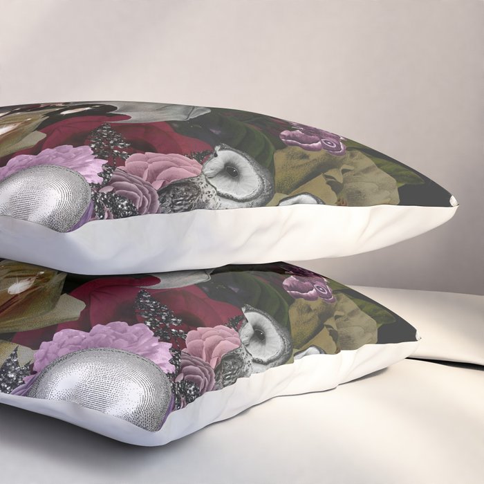 Vintage Floral Gothic and Bat Halloween Pillow Sham Gallery Image 3