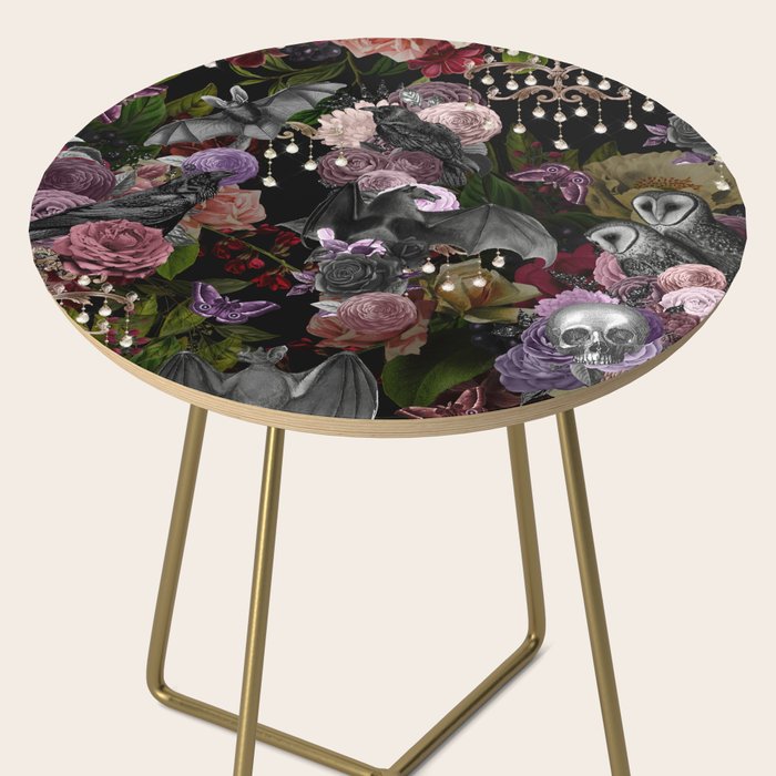 Vintage Floral Gothic and Bat Halloween Side Table Gallery Image 2