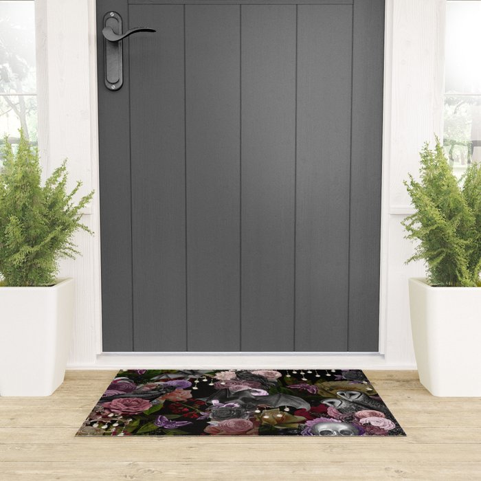Vintage Floral Gothic and Bat Halloween Welcome Mat Gallery Image 3