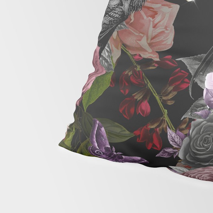 Vintage Floral Gothic and Bat Halloween Pillow Sham Gallery Image 4