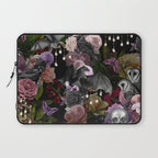 Vintage Floral Gothic and Bat Halloween Laptop Sleeve Gallery Image 1