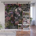 Vintage Floral Gothic and Bat Halloween Wall Mural Gallery Image 1