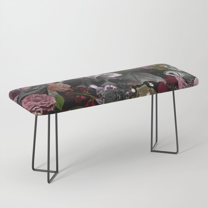 Vintage Floral Gothic and Bat Halloween Bench Gallery Image 1