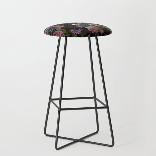 Vintage Floral Gothic And Bat Halloween Stool Gallery Image 1