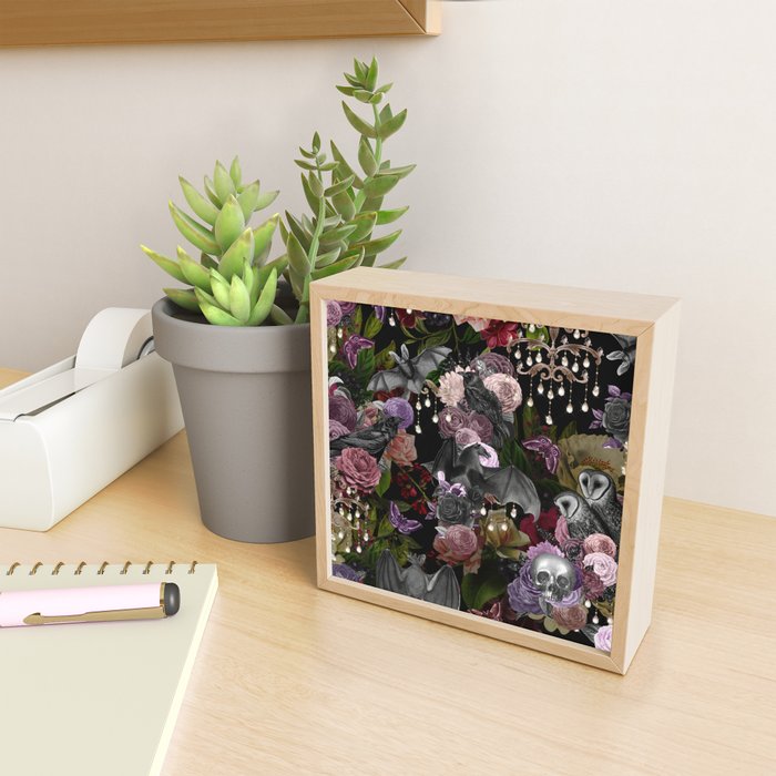 Vintage Floral Gothic and Bat Halloween Mini Art Print Gallery Image 2