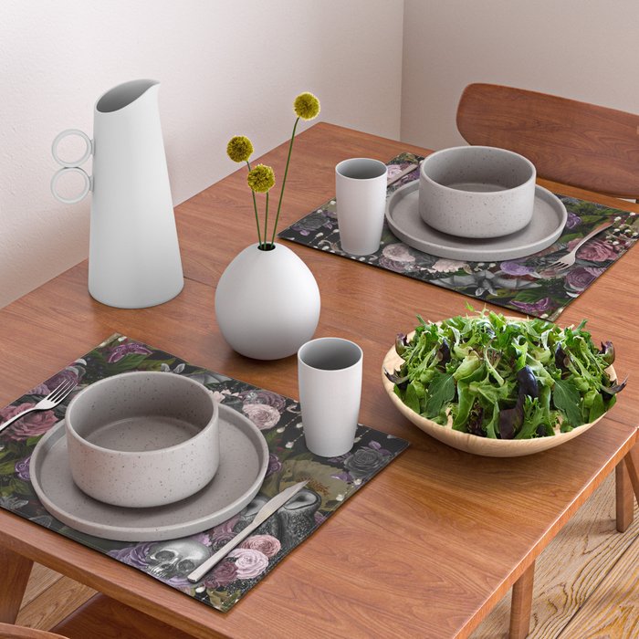 Vintage Floral Gothic and Bat Halloween Placemat Gallery Image 2