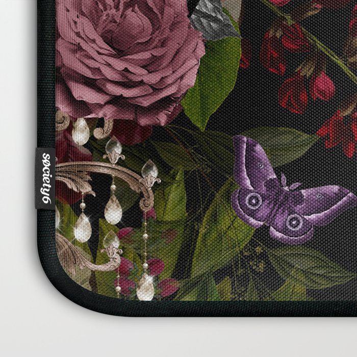 Vintage Floral Gothic and Bat Halloween Laptop Sleeve Gallery Image 3