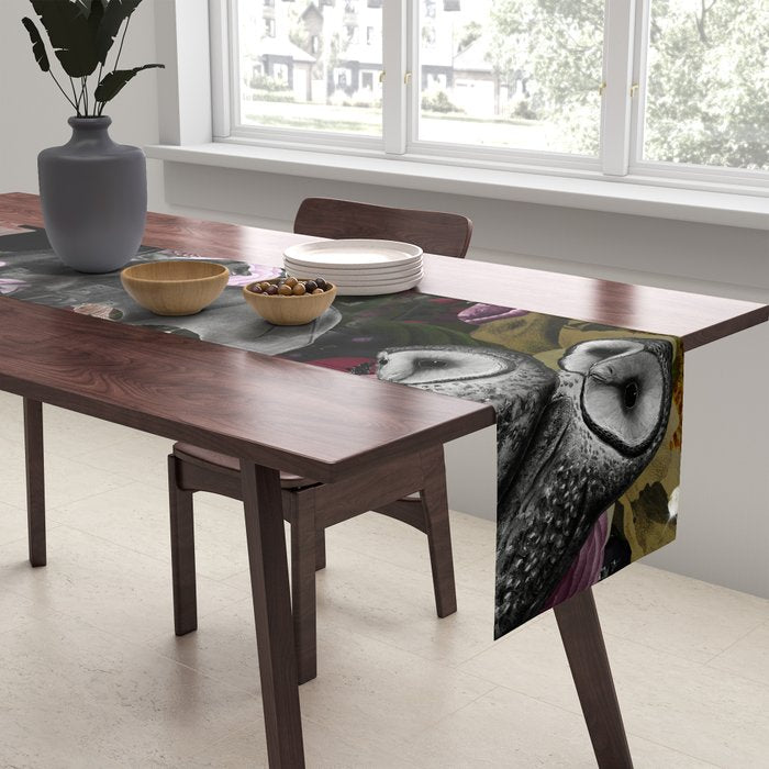 Vintage Floral Gothic and Bat Halloween Table Runner Gallery Image 2