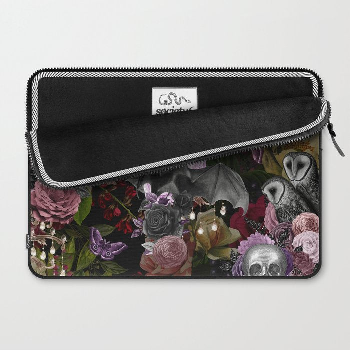 Vintage Floral Gothic and Bat Halloween Laptop Sleeve Gallery Image 2