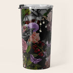 Vintage Floral Gothic and Bat Halloween Travel Mug Gallery Image 3