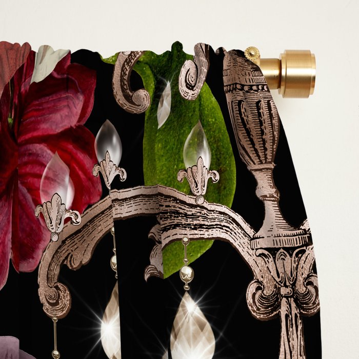 Vintage Floral Gothic and Bat Halloween Window Curtain Gallery Image 2