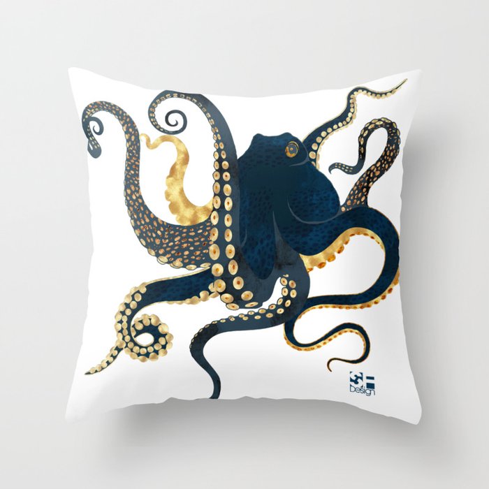 Metallic Octopus IV-Custom Throw Pillow Gallery Image 6