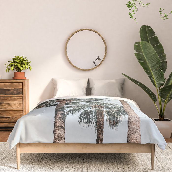 Palm Trees, Miami Summer Vibes, Minimalist Art Print, Minimal Pastel Colored Coconut Trees, Summer Time Poster, Palm Tree Print, Beach Vibes, Home Decor, Wall Art Print Comforter Gallery Image 3