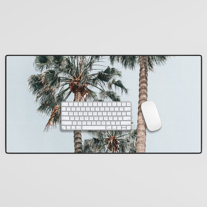 Palm Trees, Miami Summer Vibes, Minimalist Art Print, Minimal Pastel Colored Coconut Trees, Summer Time Poster, Palm Tree Print, Beach Vibes, Home Decor, Wall Art Print Desk Mat Gallery Image 1