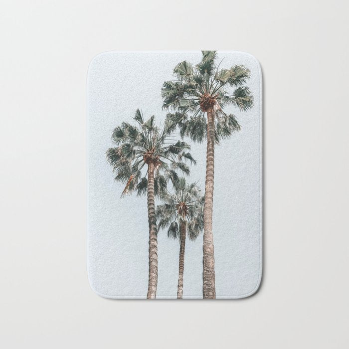 Palm Trees, Miami Summer Vibes, Minimalist Art Print, Minimal Pastel Colored Coconut Trees, Summer Time Poster, Palm Tree Print, Beach Vibes, Home Decor, Wall Art Print Bath Mat Gallery Image 1