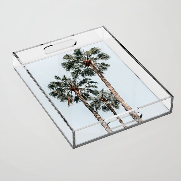 Palm Trees, Miami Summer Vibes, Minimalist Art Print, Minimal Pastel Colored Coconut Trees, Summer Time Poster, Palm Tree Print, Beach Vibes, Home Decor, Wall Art Print Acrylic Tray Gallery Image 1