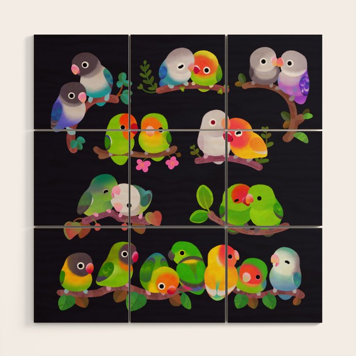 Lovebird - dark Wood Wall Art Gallery Image 1