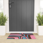 Mid-Century Modern Abstract Palm Springs Eclectic Pattern in Pink Brown Light Blue Welcome Mat Gallery Image 3