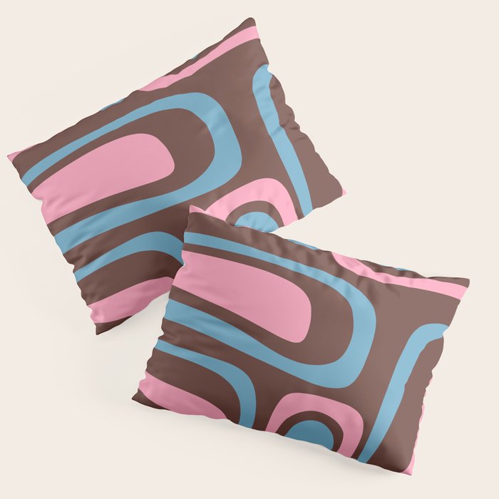 Mid-Century Modern Abstract Palm Springs Eclectic Pattern in Pink Brown Light Blue Pillow Sham Gallery Image 3