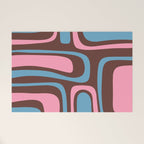 Mid-Century Modern Abstract Palm Springs Eclectic Pattern in Pink Brown Light Blue Welcome Mat Gallery Image 1