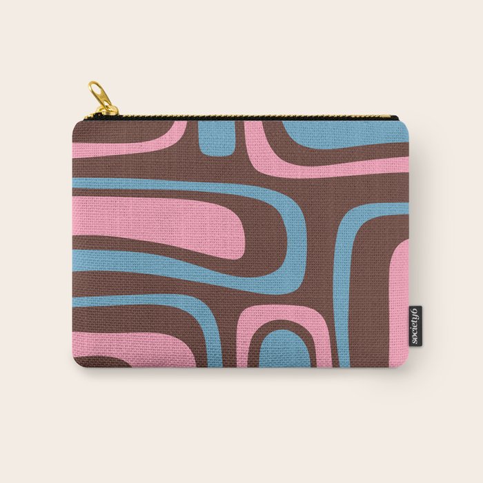 Mid-Century Modern Abstract Palm Springs Eclectic Pattern in Pink Brown Light Blue Carry All Pouch Gallery Image 1