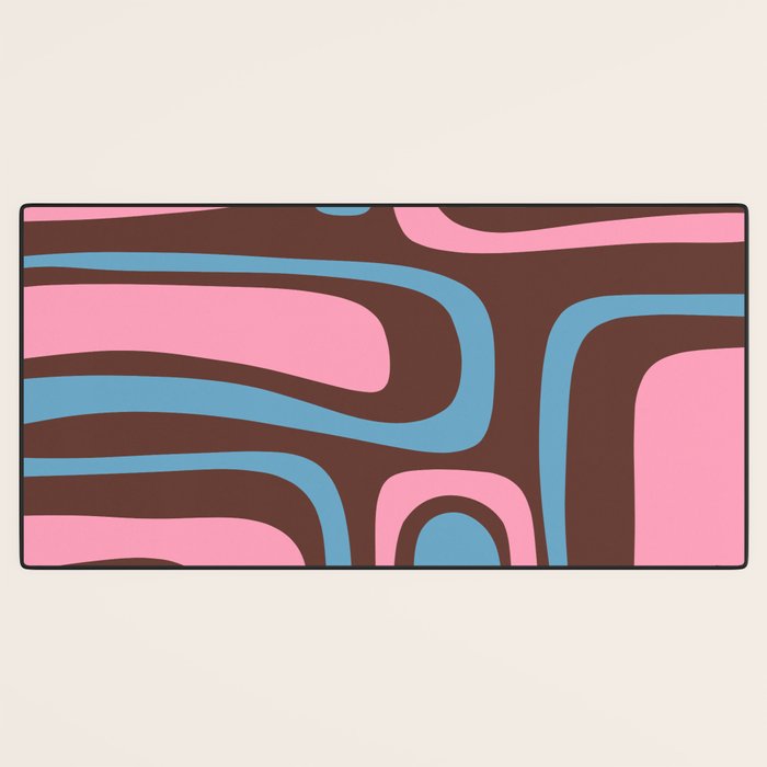 Mid-Century Modern Abstract Palm Springs Eclectic Pattern in Pink Brown Light Blue Desk Mat Gallery Image 3