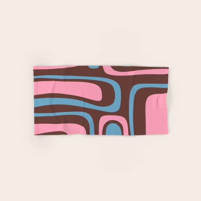 Mid-Century Modern Abstract Palm Springs Eclectic Pattern in Pink Brown Light Blue Bath Towel Gallery Image 1