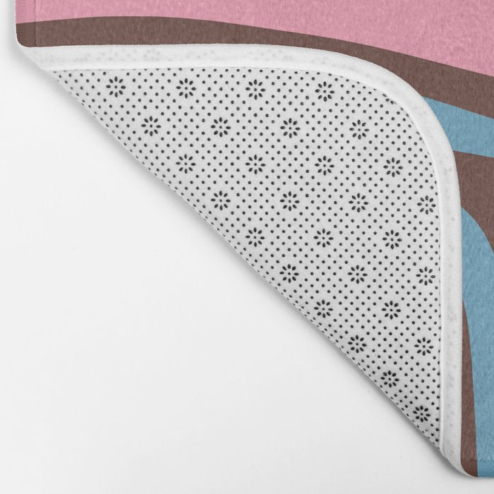 Mid-Century Modern Abstract Palm Springs Eclectic Pattern in Pink Brown Light Blue Bath Mat Gallery Image 2