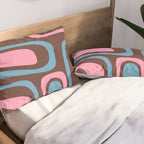 Mid-Century Modern Abstract Palm Springs Eclectic Pattern in Pink Brown Light Blue Pillow Sham Gallery Image 2