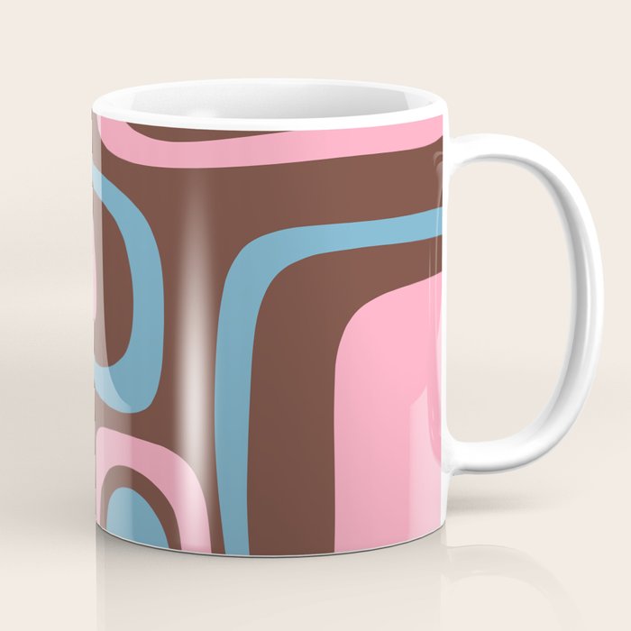Mid-Century Modern Abstract Palm Springs Eclectic Pattern in Pink Brown Light Blue Coffee Mug Gallery Image 1