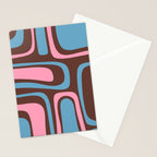Mid-Century Modern Abstract Palm Springs Eclectic Pattern in Pink Brown Light Blue Stationery Card Gallery Image 2