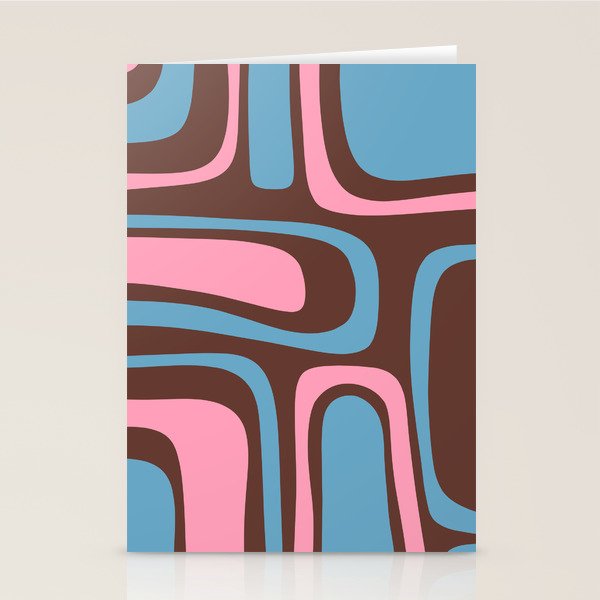 Mid-Century Modern Abstract Palm Springs Eclectic Pattern in Pink Brown Light Blue Stationery Card Gallery Image 2