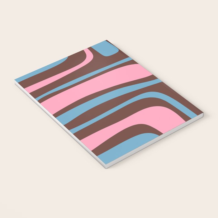 Mid-Century Modern Abstract Palm Springs Eclectic Pattern in Pink Brown Light Blue Notebook Gallery Image 3