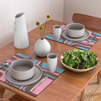 Mid-Century Modern Abstract Palm Springs Eclectic Pattern in Pink Brown Light Blue Placemat Gallery Image 2