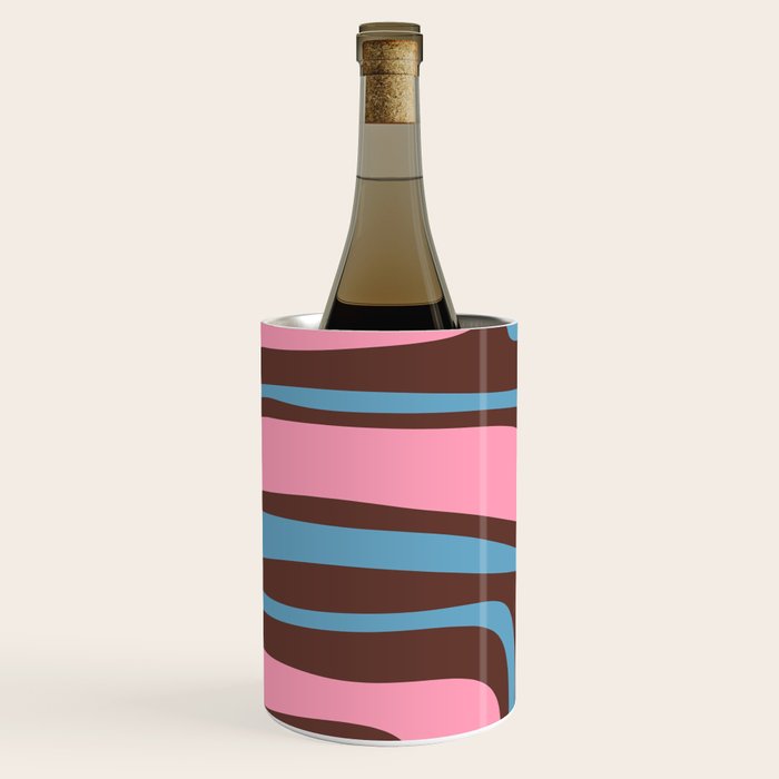 Mid-Century Modern Abstract Palm Springs Eclectic Pattern in Pink Brown Light Blue Wine Chiller Gallery Image 2