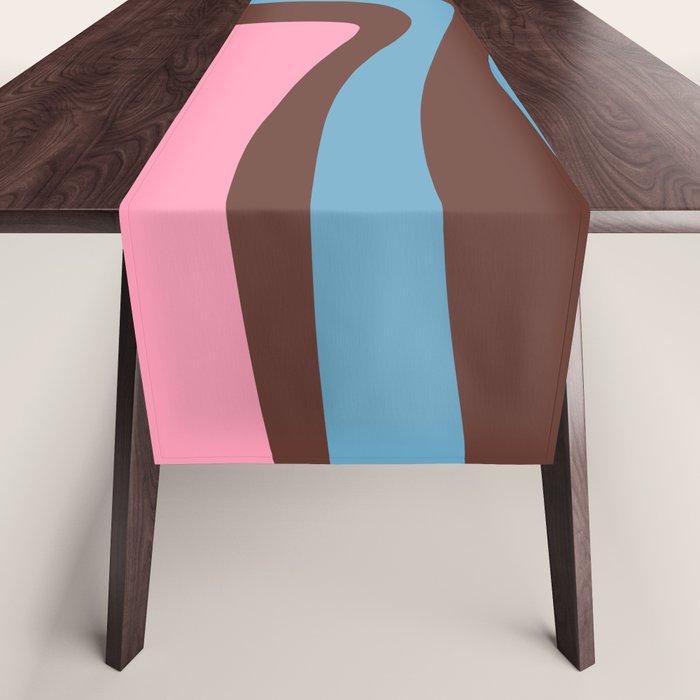 Mid-Century Modern Abstract Palm Springs Eclectic Pattern in Pink Brown Light Blue Table Runner Gallery Image 1