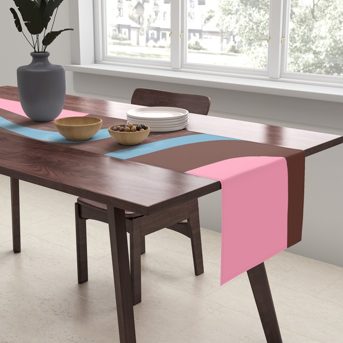 Mid-Century Modern Abstract Palm Springs Eclectic Pattern in Pink Brown Light Blue Table Runner Gallery Image 2