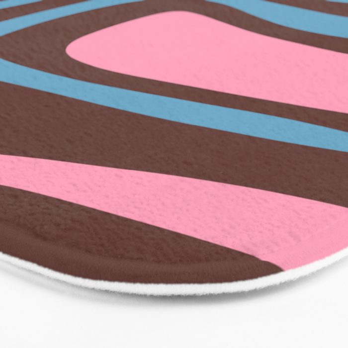 Mid-Century Modern Abstract Palm Springs Eclectic Pattern in Pink Brown Light Blue Bath Mat Gallery Image 3