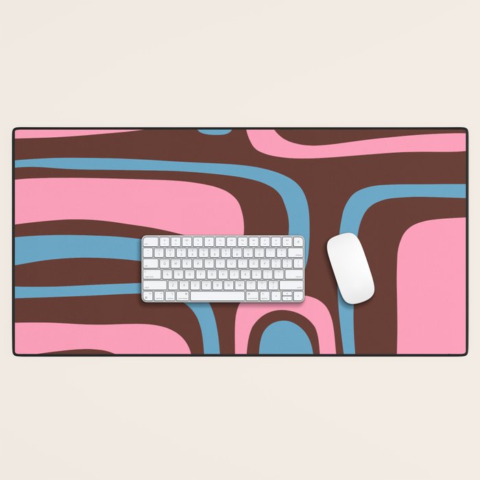Mid-Century Modern Abstract Palm Springs Eclectic Pattern in Pink Brown Light Blue Desk Mat Gallery Image 1
