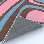 Mid-Century Modern Abstract Palm Springs Eclectic Pattern in Pink Brown Light Blue Rug Gallery Image 4