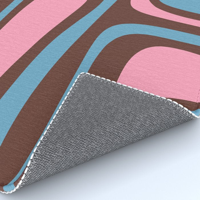 Mid-Century Modern Abstract Palm Springs Eclectic Pattern in Pink Brown Light Blue Rug Gallery Image 4