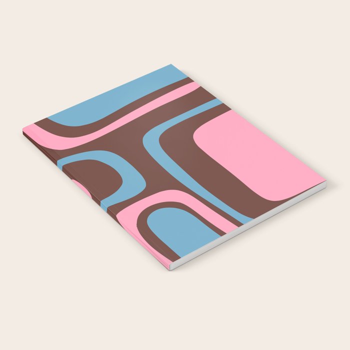Mid-Century Modern Abstract Palm Springs Eclectic Pattern in Pink Brown Light Blue Notebook Gallery Image 2