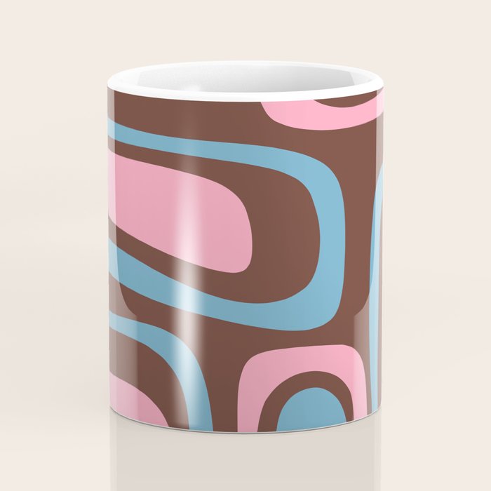 Mid-Century Modern Abstract Palm Springs Eclectic Pattern in Pink Brown Light Blue Coffee Mug Gallery Image 4